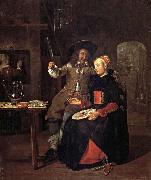 Gabriel Metsu Self-Portrait with his Wife Isabella de Wolff in an Inn oil painting artist